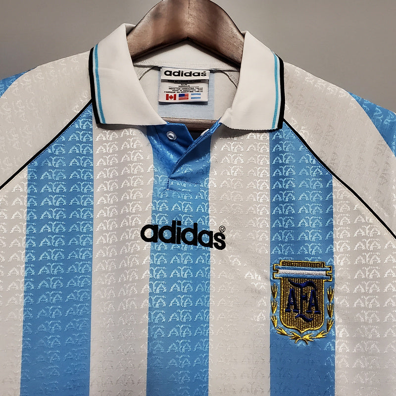 Camisa Seleção Argentina Retrô 1997-1998 Azul e Branca - Adidas